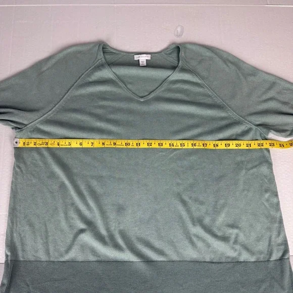 J. Jill Petite V Neck Silk Cotton Blend Sweater Soft Green Size Large petite‎ - Picture 5 of 7